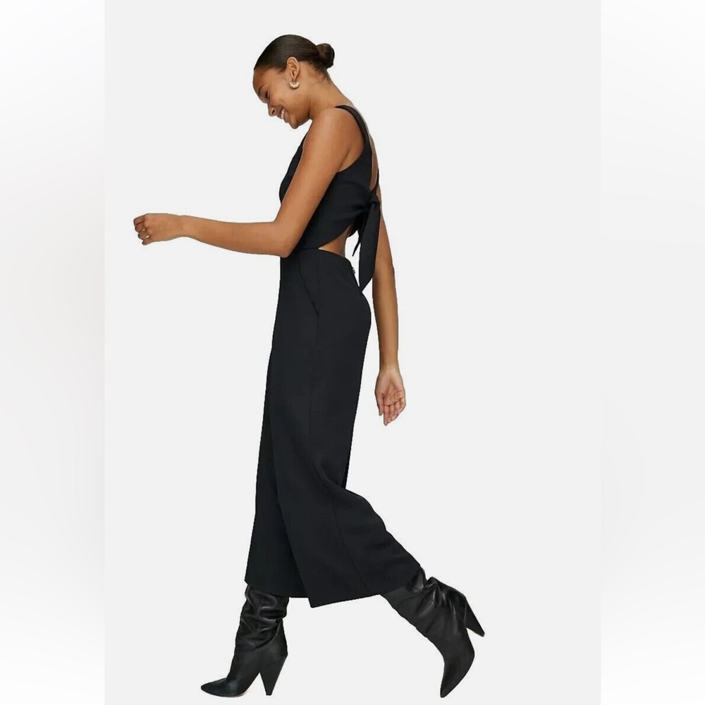 Aritzia Wilfred Ecoulement Jumper Romper Sz 6 Black Tie Bow Jumpsuit